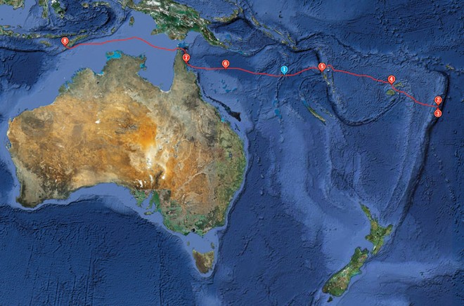 Bounty boat - the route they are following © SW
